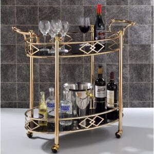 The Oval Bar cart Trolley Two Tier Black Glass Top