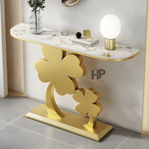 Flower Design Console Table with Marble Top