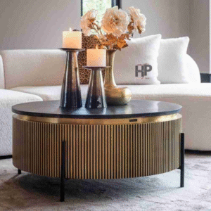 Round Storage Center Table Marble Top